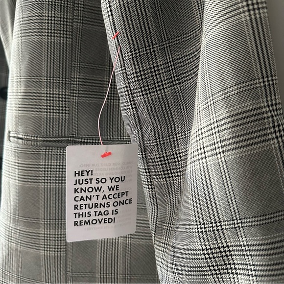 ASOS Design Oversized Boxy Blazer in Mono Plaid (BRAND NEW; NWT) - Picture 6 of 9